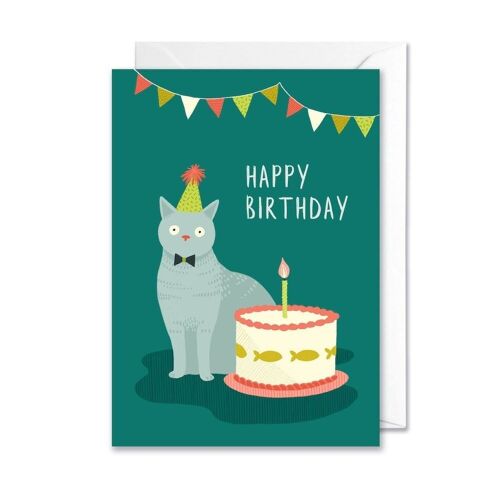 Happy Birthday Cat A6 Card