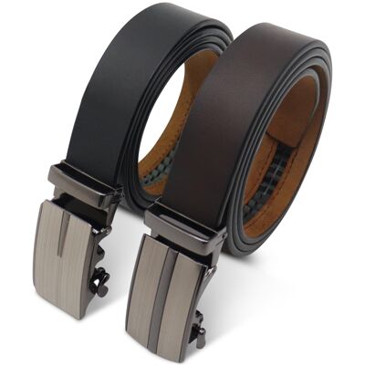 Cinturones salvavidas - cinturones automaticos - cinturon sin agujeros - cinturon hombre - 2 piezas - negro y marron