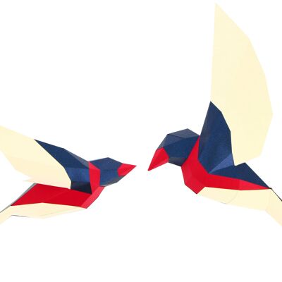 2 3D paper birds