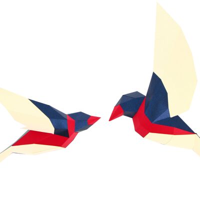 2 pájaros de papel 3D