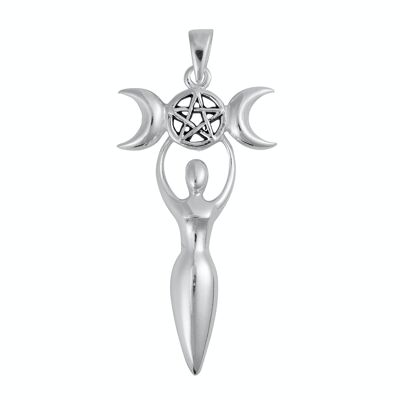 Goddess Triple Moon Pentagram Pendant