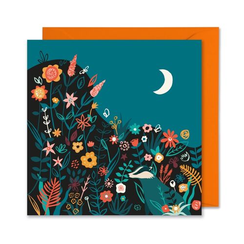 Midnight Garden Badger Card