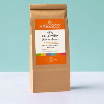 1 kg de flocons de chocolat chaud au lait 47% origine Colombie 1