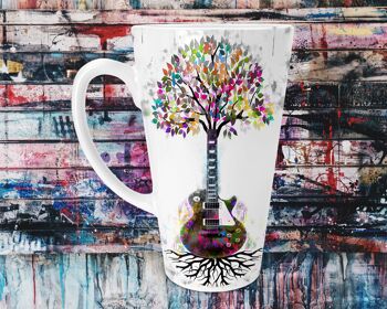 Guitar Tree of Life 17oz Skinny Latte Mug, Guitar Gift, Guitar Latte Mug, Tree Of Life Gift, Latte Mug 1