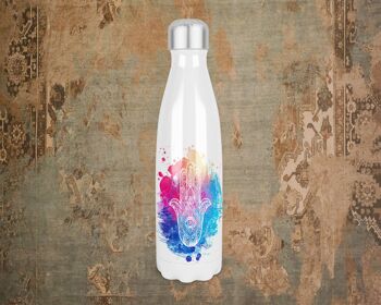 Hand Of Hamsa 500ml Bowling Pin Shape Thermique Bouteille de boissons isolées, Hand of Hamsa Gift, Hand Of Hamsa Bottle, Hippy Vibes