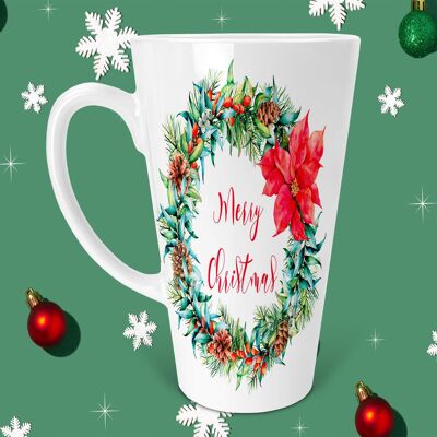 Merry Christmas 17oz Skinny Latte Mug, Tasse de Noël, Cadeau de Noël