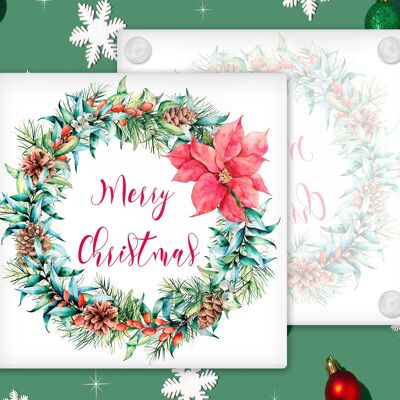 Merry Christmas Glass Coasters, Christmas Themed Coasters, Glass Coasters,Drinks Holder, Christmas Table Coasters, Merry Christmas