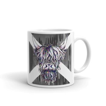 Tasse en céramique de vache Highland abstraite Saltire monochrome 3