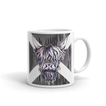 Tasse en céramique de vache Highland abstraite Saltire monochrome 4