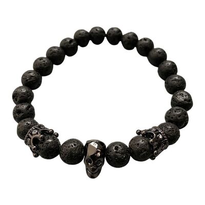 Skull Bracelet, Lava, Metalic Black Finish