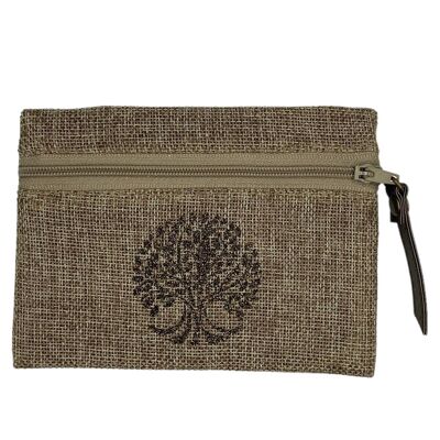 Pouch S, "Tree of life", shimmering jute