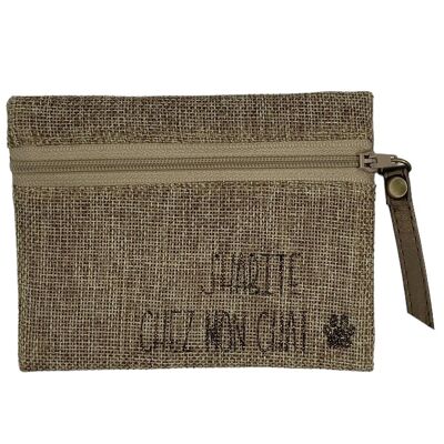 Pouch S, "I live with my cat", shiny jute