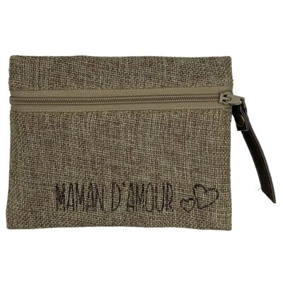 Pouch S, "Maman d'amour", shimmering jute