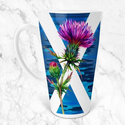 Scozzese Saltire Thistle Ceramic 17oz Skinny Latte Mug, Thistle Latte Mug, Thistle Mug, Thistle Gift, Skinny Latte Mug, Regalo scozzese