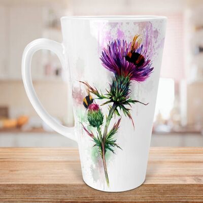 Scottish Thistle Ceramic 17oz Skinny  Latte Mug, Thistle Latte Mug, Thistle Mug, Thistle Gift, Skinny Latte Mug, Scottish Gift