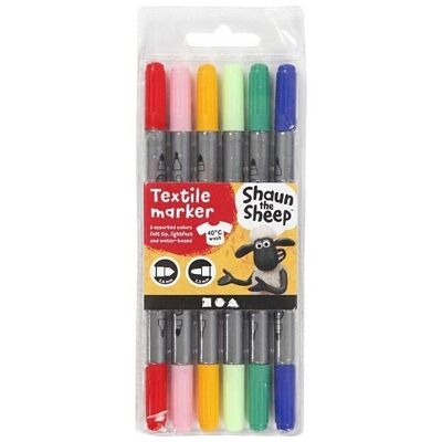 Double-ended textile markers - Multicolored - 6 pcs