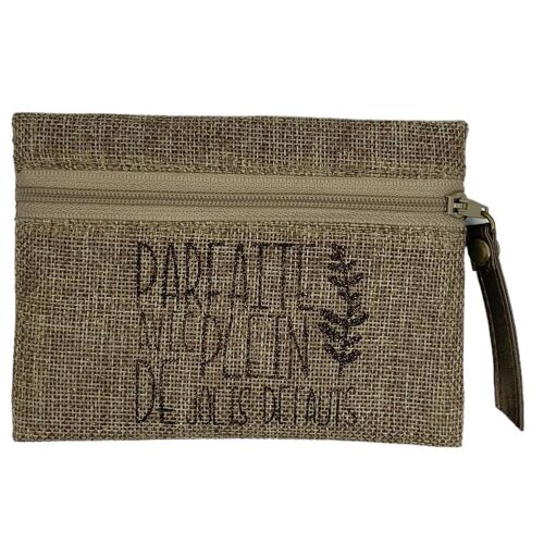 Pochette S, "Parfaite avec plein de jolis défauts", jute scintillant