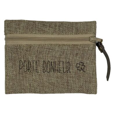 Pouch S, "Happy charm", shimmering jute