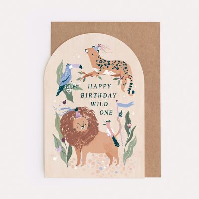 Biglietti d'auguri Wild One | Scheda Animali | Biglietti di compleanno per bambini | Biglietti d'auguri per bambini