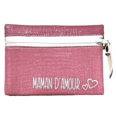 Pouch S, "Maman d'amour" Sparkling pink
