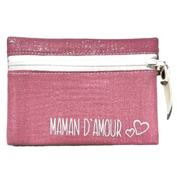 Pochette S, "Maman d'amour" Scintillant rose