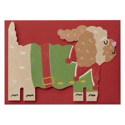 Cockapoo in einer Weihnachtselfenkostümkarte