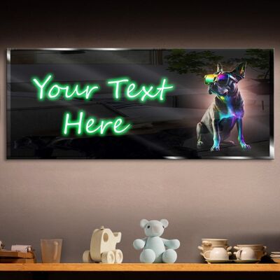 Personalized Dog with Shades Neon Sign 600mm X 250mm