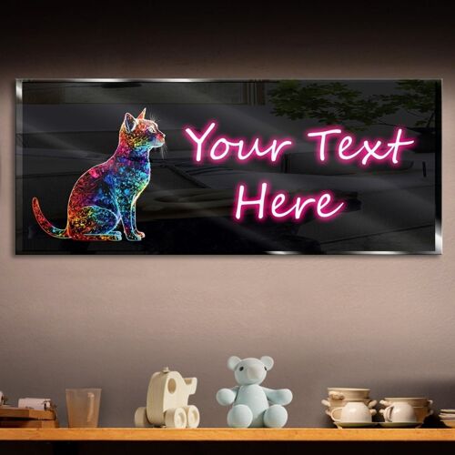 Personalized Colorful Sitting Cat Neon Sign 600mm X 250mm
