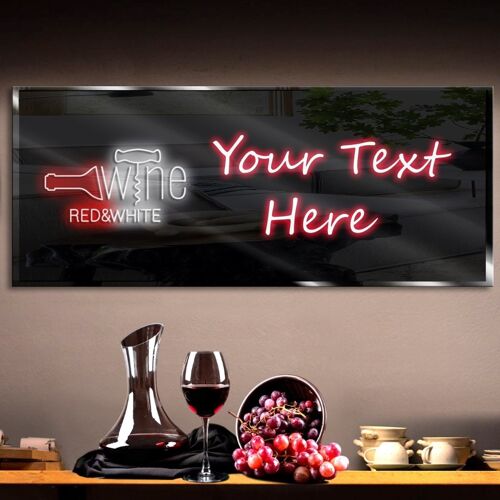 Personalized Red and White Wine Neon Sign 600mm X 250mm