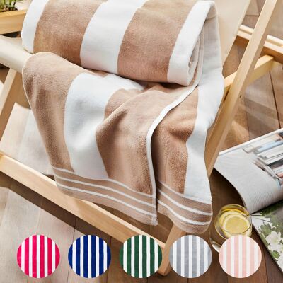 Jumbo Cabana Stripe Beach Towels - 100% Cotton Pile - 100 x 180cm