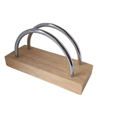 Wooden napkin holder with  metal elements.  Dimensions: 14.5x5.5x8cm AA-051