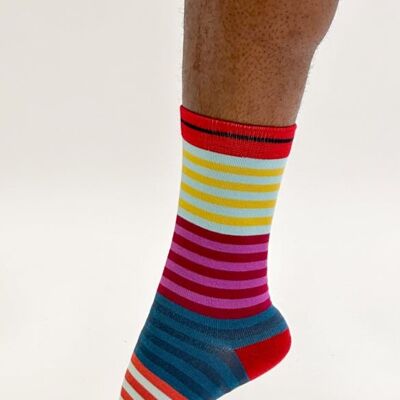 Reid Stripe Bamboo Socks - Red