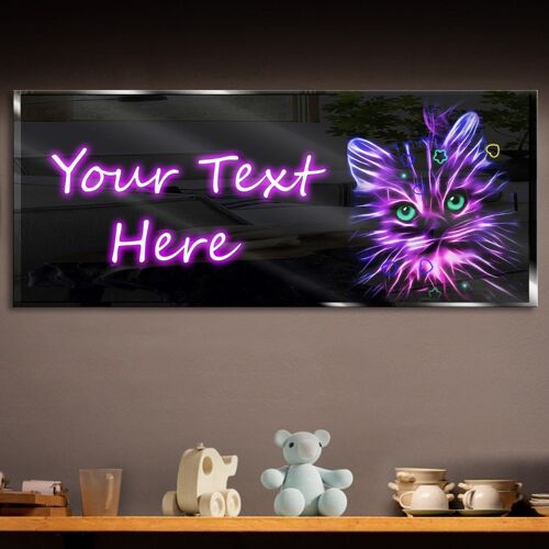Personalized Violet Cute Cat Neon Sign 600mm X 250mm