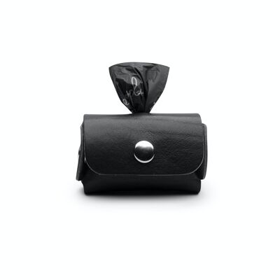 Poop Bag Dispenser in pelle bottone argento nero