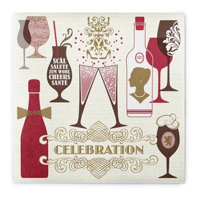 Tovagliolo celebrativo color champagne-bordeaux in Linclass® Airlaid 40 x 40 cm, 50 pezzi