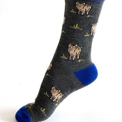 Willem Pig Bamboo Socks - Grey