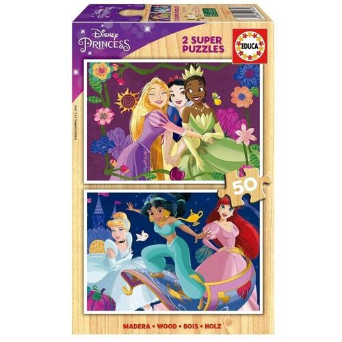 Princesas Disney puzzle 2x50 piezas de madera