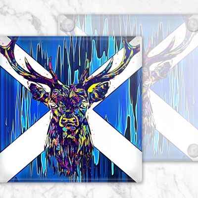 Posavasos de vidrio Stag Saltire, soporte para bebidas, posavasos de ciervo escocés, Escocia, regalo escocés, regalo de ciervo