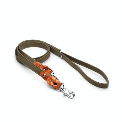 Dog Leash Signature Adjustable Cognac & Khaki