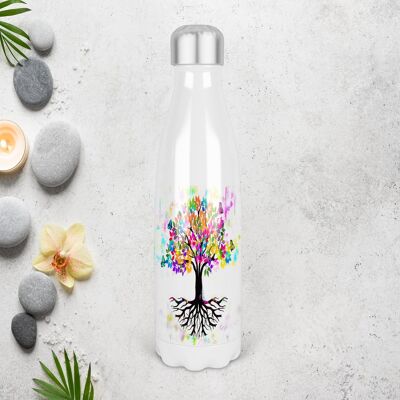 Tree of Life Butterfly 500ml Bowling Pin Form wärmeisolierte Trinkflasche, hergestellt in Schottland, Schmetterlingsgeschenk, Baum des Lebens Flasche