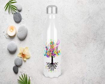 Tree of Life Butterfly 500ml Bowling Pin Forme Thermique Bouteille de Boissons Isotherme, Fabriqué en Ecosse, Cadeau Papillon, Bouteille Arbre de Vie