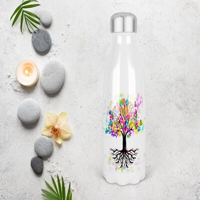 Bottiglia per bevande isolata termicamente a forma di birillo da bowling da 500 ml, realizzata in Scozia, regalo a forma di farfalla, bottiglia dell'albero della vita