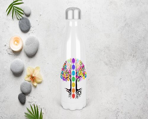 Tree of Life Chakra  500ml Bowling Pin Shape Thermal Insulated Drinks Bottle, Made In Scotland, Chakra Gift, Tree of Life Bottle