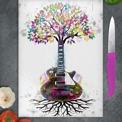 Tree of Life Guitar Roots Tagliere, sottopentola, salva piano di lavoro, chitarra, albero della vita, prodotto in Scozia, regalo per chitarra