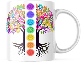 Arbre de vie Seven Chakras Mug Tea Coffee Cup- Coffee Tea Mug Aquarelle Zen Meditation-Cadeau pour elle-Cadeau pour lui-Good Vibes Only 1