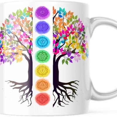 Albero della vita sette chakra tazza tè caffè tazza-caffè tè tazza acquerello Zen meditazione-regalo per lei-regalo per lui-buone vibrazioni solo
