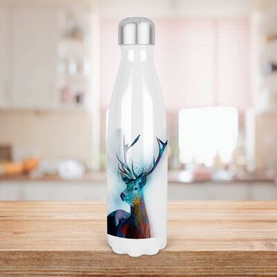 Water Color Stag 500ml Bowling Pin Shape Drinks Bottle, Made In Scotland, Regalo di addio al celibato, Cervi scozzesi, Regalo scozzese, Regalo a tema addio al celibato