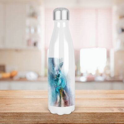 Wasserfarbener Fuchs, 500 ml, Bowling-Pin-Form, Trinkflasche, hergestellt in Schottland, Fuchs-Geschenk, schlaue Füchse, schottisches Geschenk, Fuchs-Themen-Geschenk