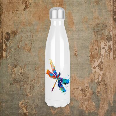 Botella de agua con aislamiento térmico Dragon Fly de 500 ml de colores brillantes, botella Dragon Fly, vibraciones hippy, Dragon Fly, Dragon Fly Gift