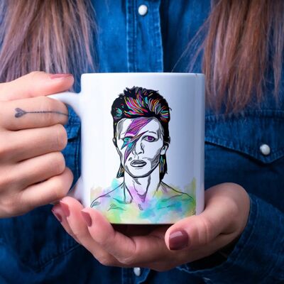 Brightly Coloured David Bowie Ceramic Coffee/Tea Mug/Cup
